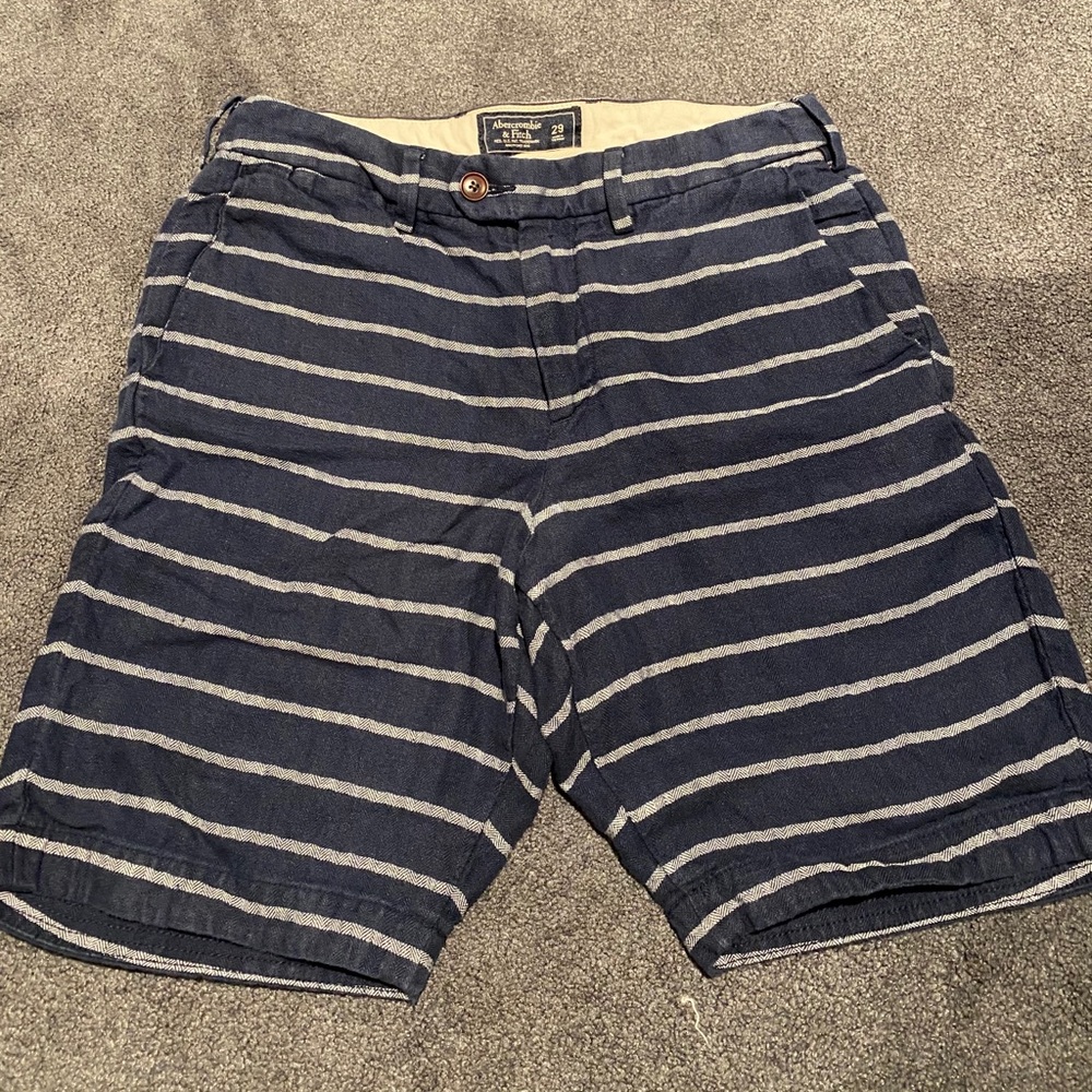 Abercrombie & Fitch Navy Blue Striped Shorts